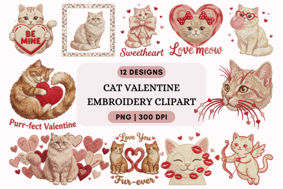 Cat Valentine Embroidery Clipart: A Designer’s Review