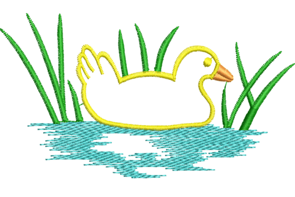 Duck in Pond Embroidery Design for Boutique Apparel