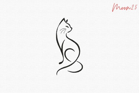 Minimal Line Cat Embroidery for Modern Gifts